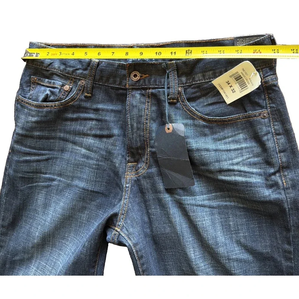 Lucky Brand 221 Original Straight Jeans Mens 34x32 Blue Dark Wash Denim Stretch